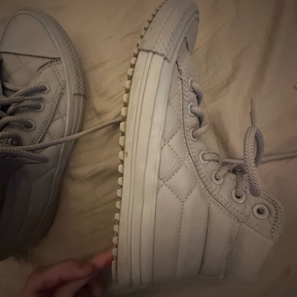 Converse All-Stars Classic Quilted High-Top Sneakers in Light Gray